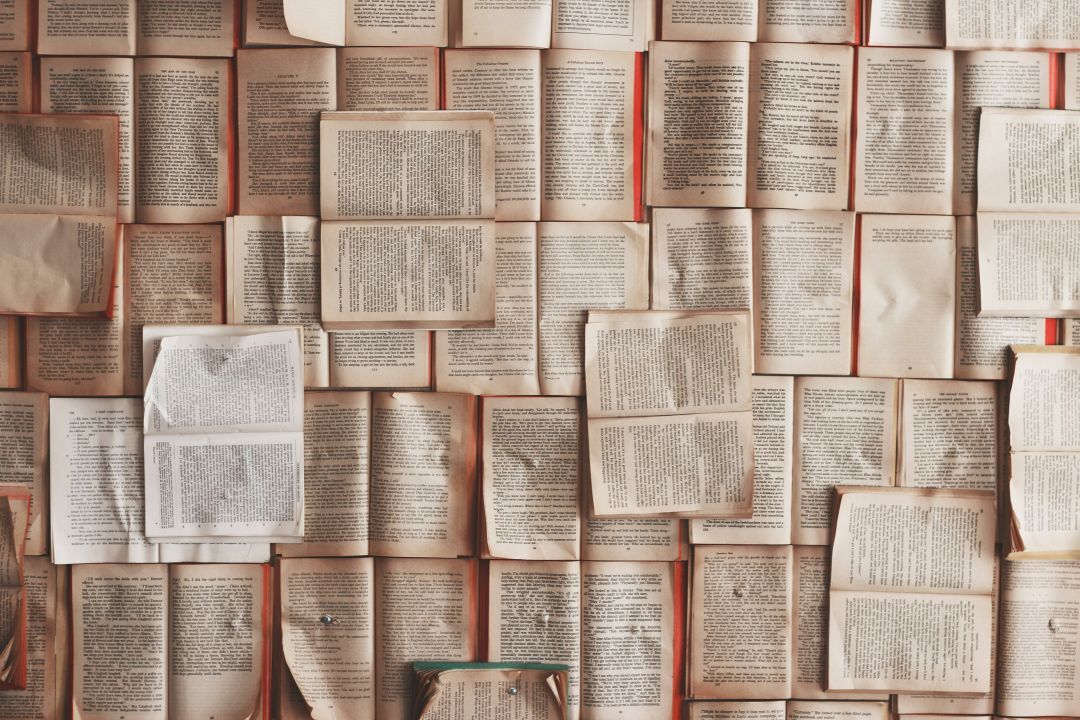 Open books and words on pages